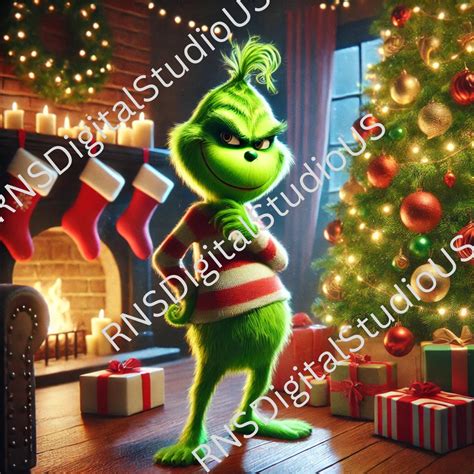 Buy Grinch Fireplace Christmas Tree PNG Scene Online in India - Etsy