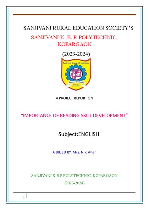 English Micro Project 12 - SANJIVANI RURAL EDUCATION SOCIETY’S ...