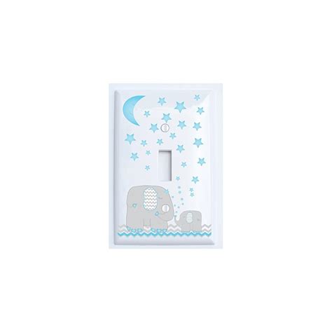 Buy Blue Moon and Stars Elephant Light Switch Plate Cover with Grey ...