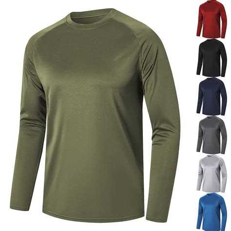 Drindf Long Sleeve Shirts for Men Quick Dry Moisture Wicking T-Shirts ...