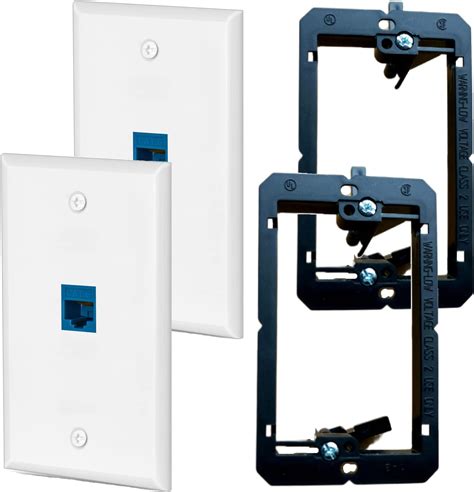 Amazon.com: 4 Pack Ethernet Wall Plate 1 Port Keystone Jack Blue Cat6 ...
