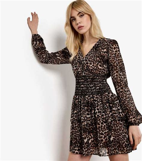 Apricot Black Leopard Print Elasticated Waist Dress | New Look