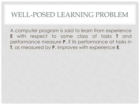 Image result for Machine Learning Lecture Well-Posed Learning Problem
