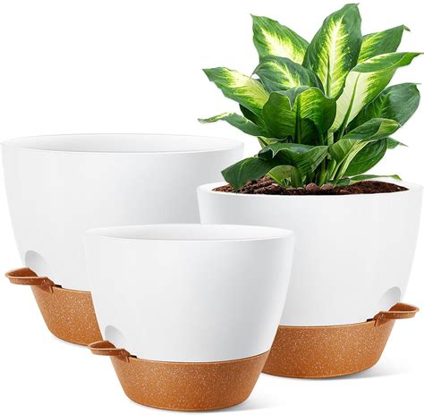 Amazon.com: 10/9/8 inch Self Watering Plant Pot with Drainage Holes and ...