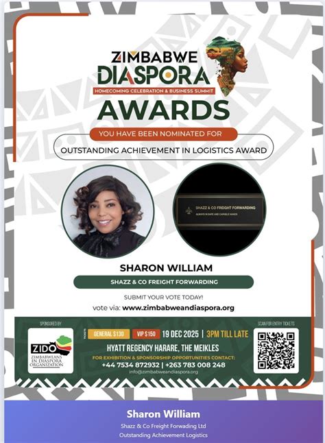 Zimbabwe Diaspora Awards, Hyatt Regency Harare The Meikles, 20 December ...
