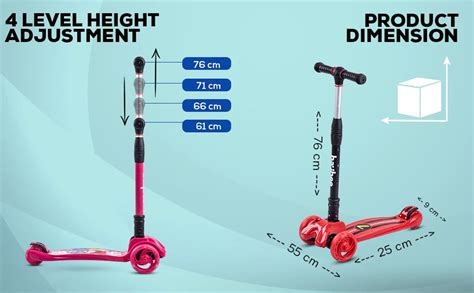 Baybee Flash Scooter for Kids, 3 Wheel Kids Scooter Smart Kick Scooter ...