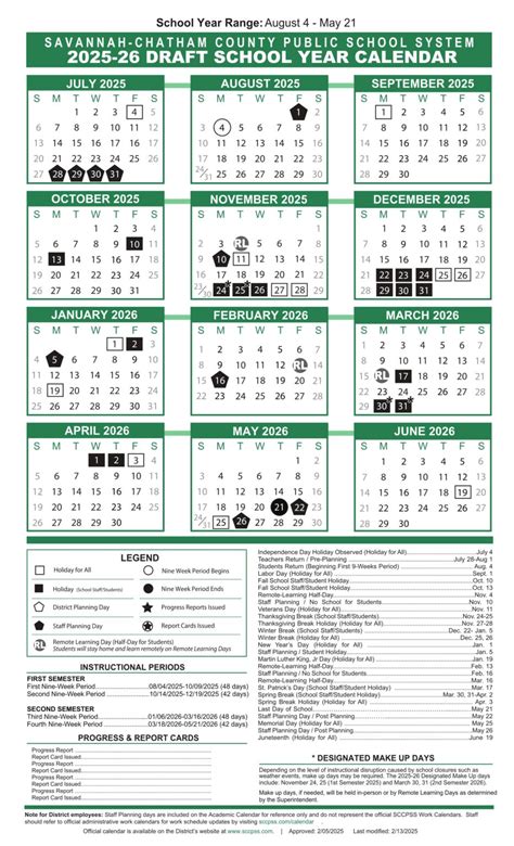 Savannah-Chatham County Public Schools Calendar 25-26 [pdf] - EduCounty
