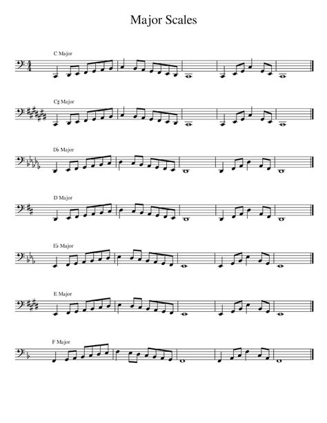 Major Scales, Bass Clef, Printable Music Scales, Music Staff Paper ...