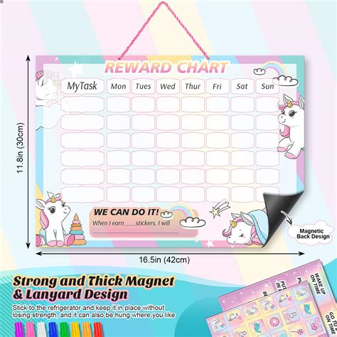 Sophena Unicorn Chore Chart for Kids,Magnetic Behavior Reward Chart at ...
