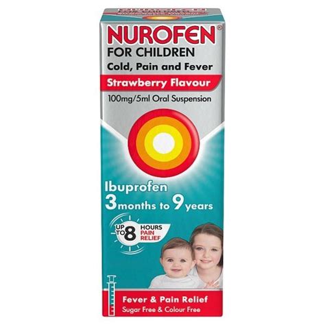 Nurofen For Children Kids Cold, Pain Fever Strawberry 100Ml