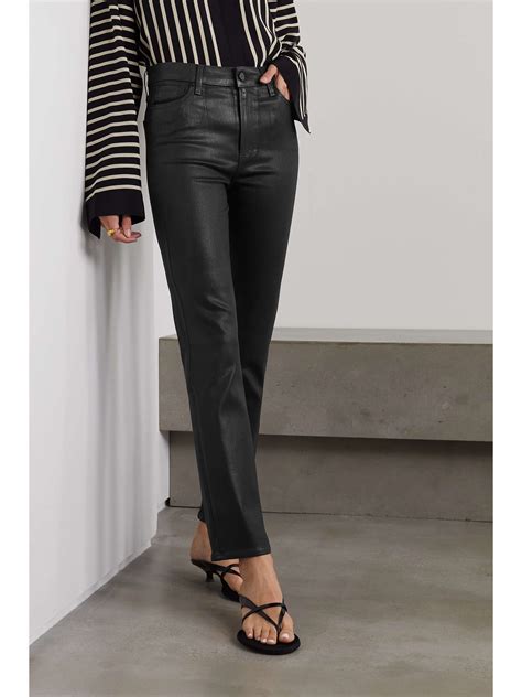 PAIGE Cindy cropped high-rise coated straight-leg jeans | NET-A-PORTER