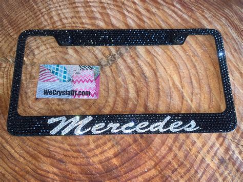 Mercedes Jet Black Crystal Sparkle Auto Bling Rhinestone License Plate ...