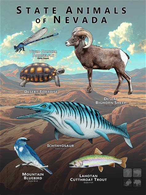 Nevada State Animals Poster Print