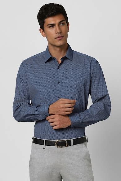 Buy Men Blue Regular Fit Print Full Sleeves Formal Shirt Online ...