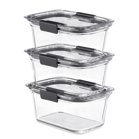 Rubbermaid Brilliance 3-Pack Glass Food Storage Containers, 4.7-Cup ...