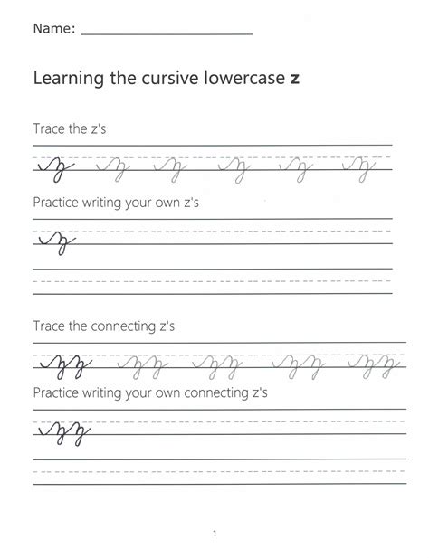 Lowercase Z In Cursive