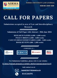 CALL FOR PAPERS FOR THE NULJ [JULY 2024 ISSUE]: SUBMIT NOW!!