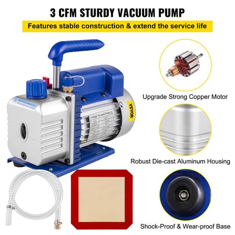 FlowerW 1.5 Gallon Vacuum Chamber Kit 3CFM 1/4HP Refrigerant Vacuum ...