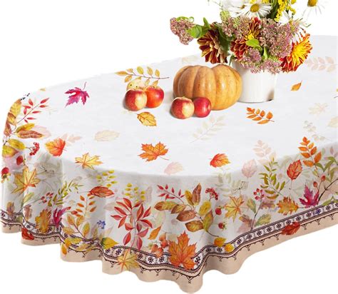 Fall Tablecloth Oval Thanksgiving Tablecloth Oval with Fall Leaves ...