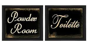PTM Images"Powder Room and Toilette" Artwork, 16 by 14-inch, Black, Set ...
