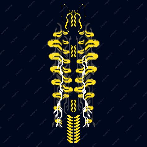 Cyberpunk scifi gaming futuristic icon hud pattern seamless set ...