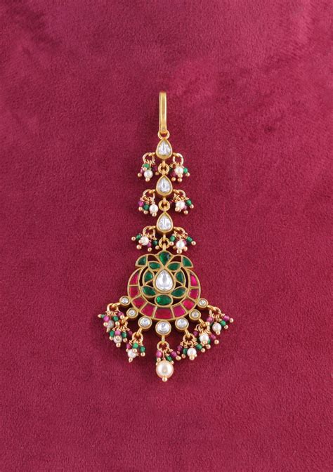 Gorgeous Designer Jadau Kundan Maangtikka With Pearls and Colour Stone ...