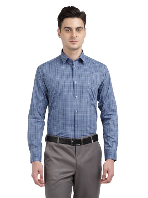 Buy Men's Blue With Black Checked Formal Shirt Online at Best Price