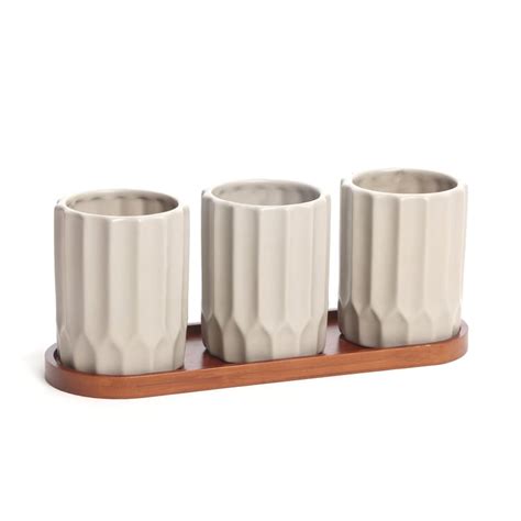 Buy Gloria Set of 3 Ceramic Planters with Tray from Home Centre at just ...