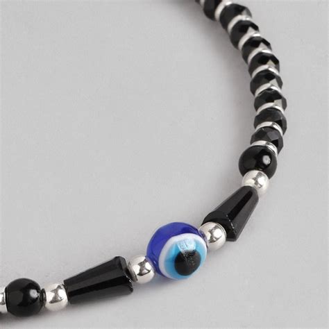 Evil Eye Black Beads 925 Sterling Silver Bracelet - Valentine's Gift ...