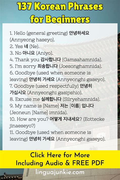 137 Basic Korean Phrases with Audio + PDF. For Beginners! in 2025 ...