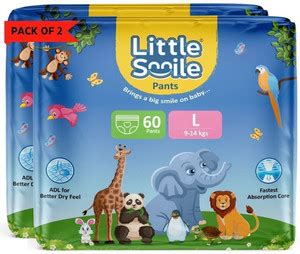 Little Smile Better Dry Feel Baby Diaper Pants | Large | Pack of 2 - L ...