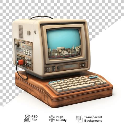 Premium PSD | 3d old vintage computer on transparent background