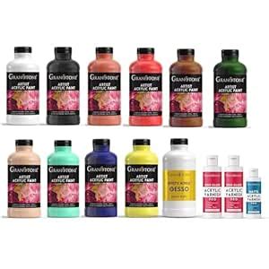 GRANOTONE Acrylic Paint Set of 12 | Includes 10 Acrylic Colours (500 ml ...