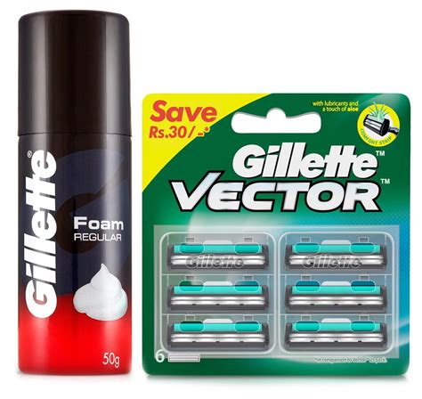 Buy Gillette Vector Plus Manual Shaving Razor Blades (Cartridge) - 6s ...