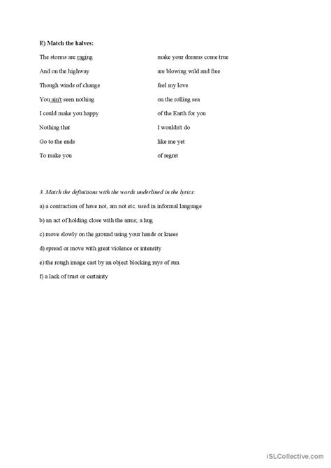 Make you feel my love Adele: English ESL worksheets pdf & doc