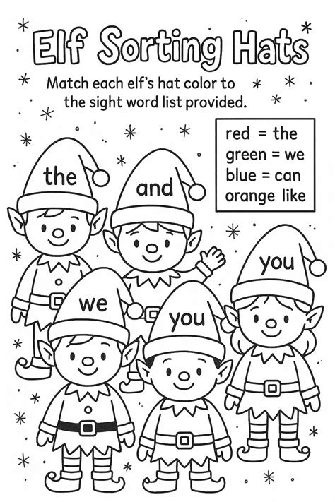 Elf Sorting Hats Worksheet - Download & Print Now!