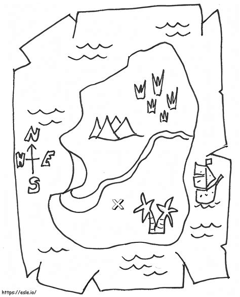 Free Printable Treasure Map coloring page