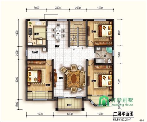 经济实用的二层小别墅设计图，布局完善，可两户同时居住 - 轩鼎房屋图纸