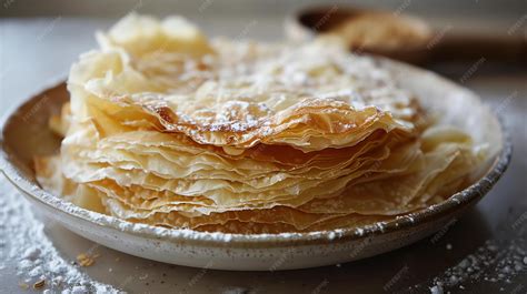 Premium Photo | A stack of homemade phyllo dough sheets on a white ...