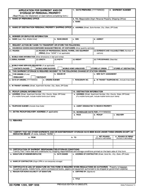 DD 1299 Form - Fill Online, Printable, Fillable, Blank - pdfFiller
