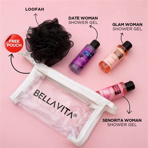 Shower Gel Trial Kit for Women | Body Wash Pack with Free Loofah Pouch ...