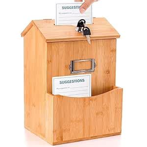 Fasmov Bamboo Suggestion Box with 50 Cards, Donation & Collection Box ...