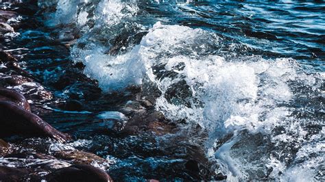 Wallpaper waves, spray, stones, shore hd, picture, image