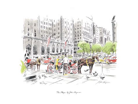 The Plaza, New York by John Haymson - 20 X 26 Inches (Hand Colored Wat ...