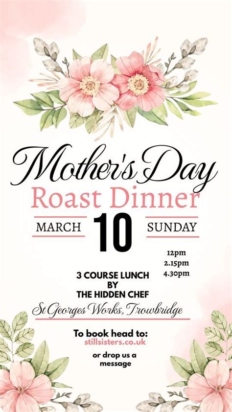Mothers Day Sunday Roast w/ The Hidden Chef, St George’s Works ...