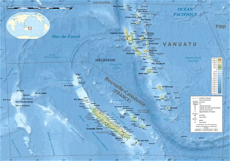 New Caledonia and Vanuatu bathymetric and topographic large detailed map | Vidiani.com | Maps of ...