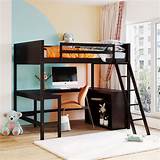 Buy Full Size Loft Bed with Desk and Angle Ladders, High Full Loft Bed ...