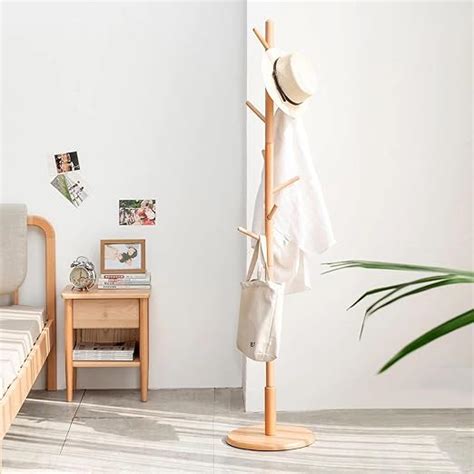 HOME CUBE Wooden Coat Hanger With 8 Hooks Coat Stand,Free Standing Tree ...