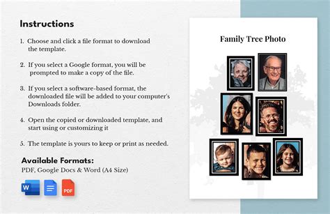 Family Tree Photo Collage Template in PDF, Word, Google Docs, Pages ...