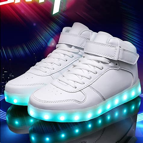Men's Gold High-Top LED Sneakers - Shiny Light-Up Shoes with ...